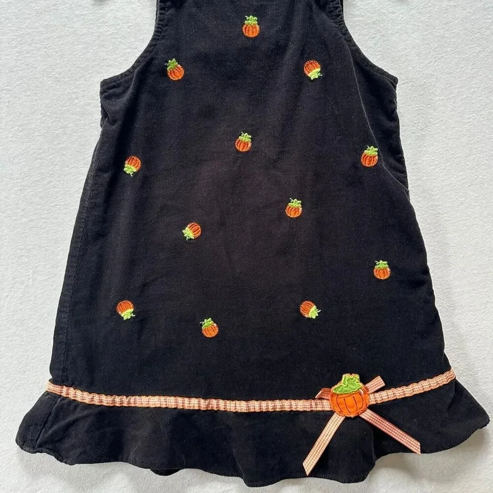 Vintage Gymboree Toddler Girls Pumpkin Corduroy Pinafore Jumper Dress 4T Fall